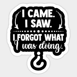 I Came I Saw I Forgot What I Was Doing Funny Sticker